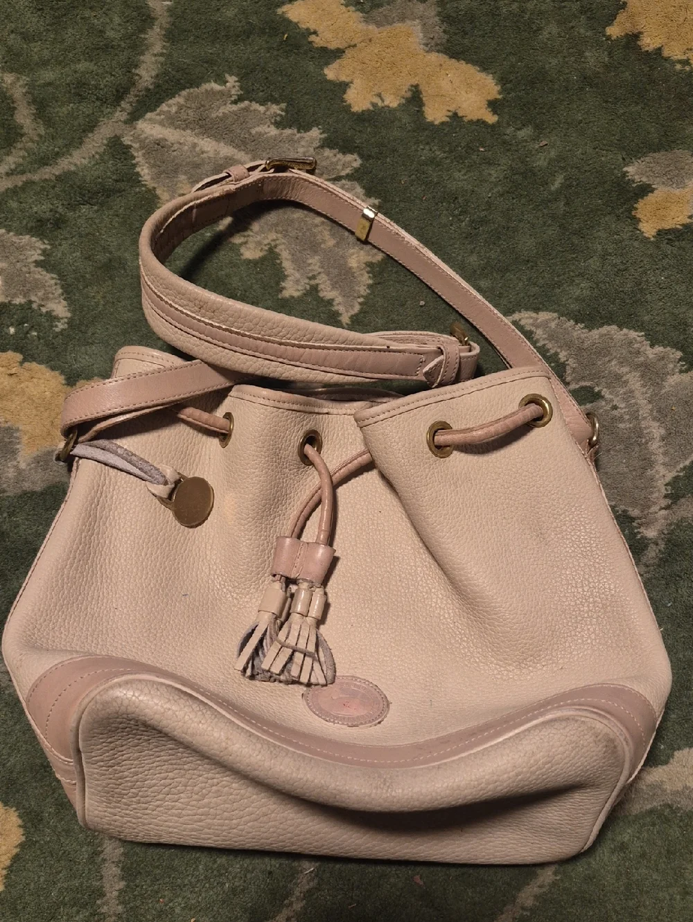 Pink Dooney and Burke Drawstring Bucket Bag Dooney & Bourke Drawstring Bag Pink Leather Bucket Silver  main image 3